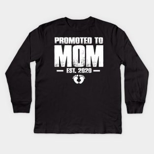 Promoted to Mom 2020 Funny Mother's Day Gift Ideas For New Mommy Kids Long Sleeve T-Shirt